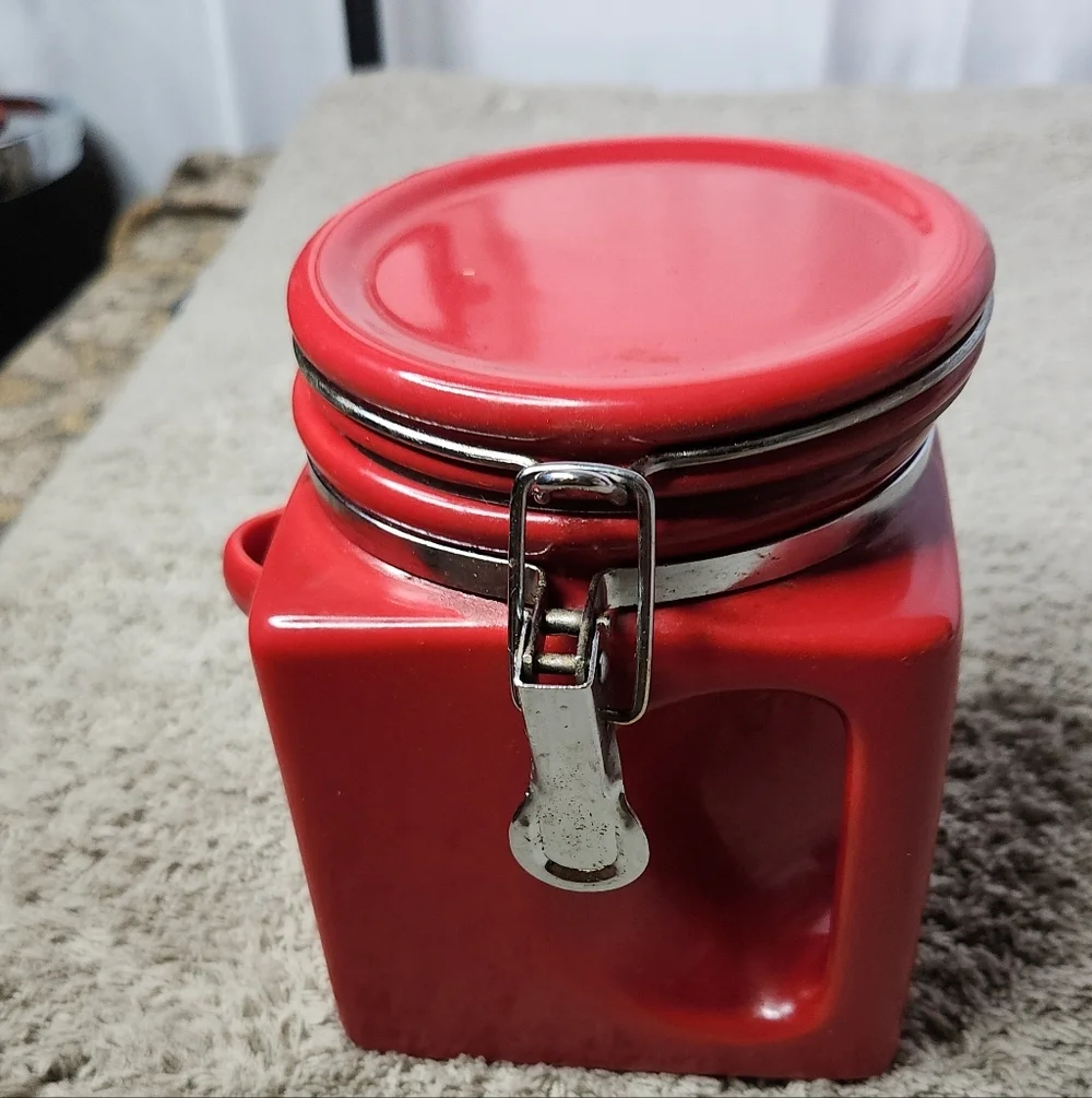3 Red Kitchen Canisters